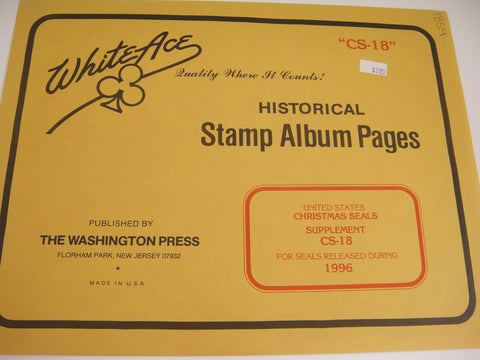 White Ace 1996 Christmas Seals Stamps Album Supplement United States CS-18
