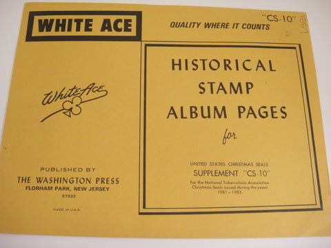 White Ace Christmas Seals Stamps Album Supplement United States 1981-1983 CS-10