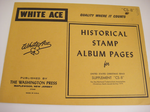 White Ace 1979 Christmas Seals Stamps Album Supplement United States CS-8