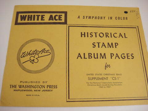 White Ace Christmas Seals Stamps Album Supplement United States 1965-1967 CS-1