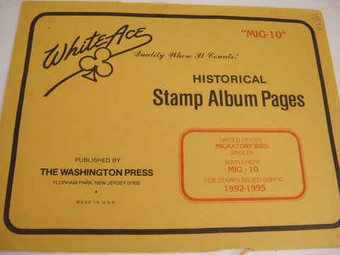 White Ace Migratory Bird Stamps Album Supplement United States 1992-1995 MIG-10