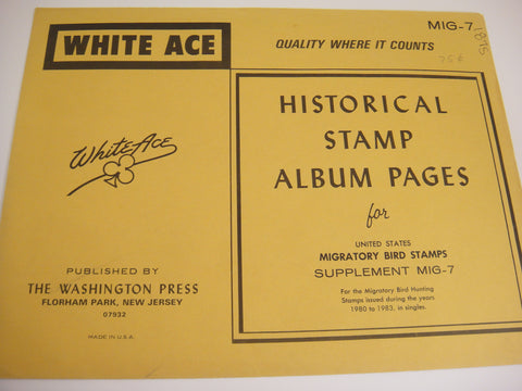 White Ace Migratory Bird Stamps Album Supplement United States 1980-1983 MIG-07