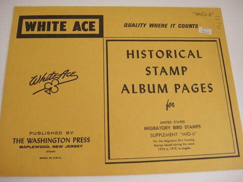 White Ace Migratory Bird Stamps Album Supplement United States 1976-1979 MIG-6