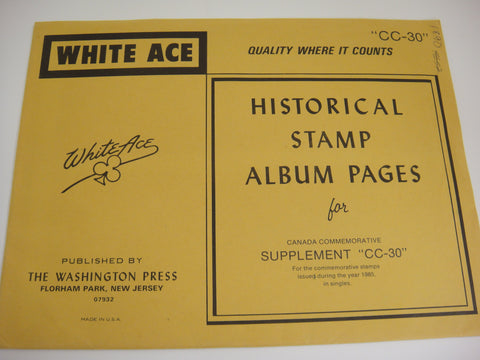 White Ace 1985 Canada Commemorative Singles Stamp Supplement CC-30
