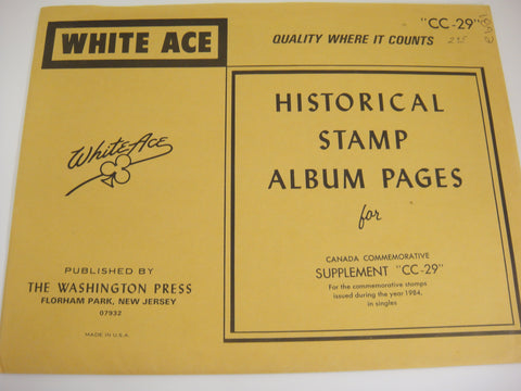 White Ace 1984 Canada Commemorative Singles Stamp Supplement CC-29 NOS