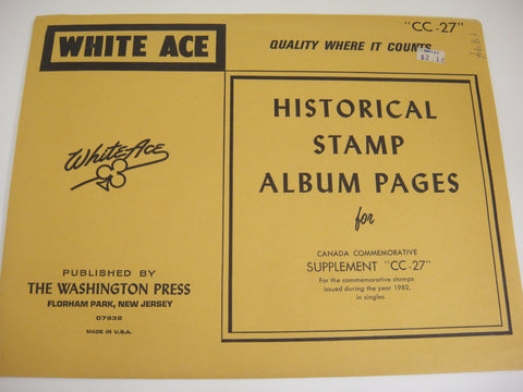 White Ace 1982 Canada Commemorative Singles Stamp Supplement CC-27 NOS