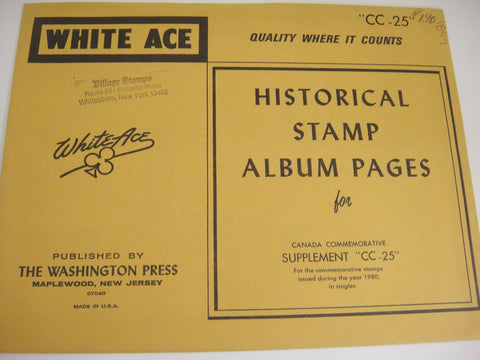 White Ace 1980 Canada Commemorative Singles Stamp Supplement CC-25