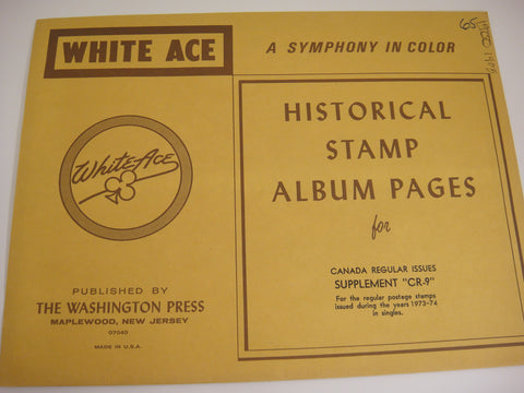 White Ace Canada 1973-74 Regular Issues Stamp Album Supplement CR-9