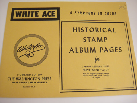 White Ace Canada 1969-1971 Regular Issues Stamp Album Supplement CR-7