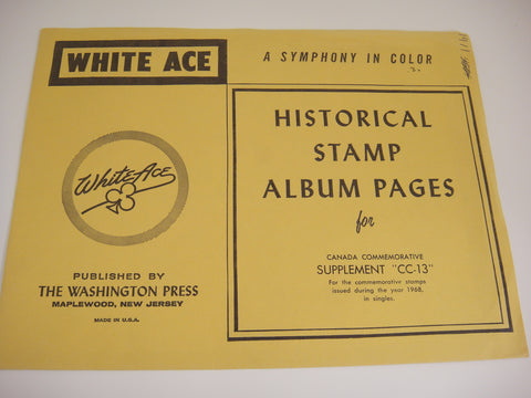 White Ace 1968 Canada Commemorative Singles Stamp Supplement CC-13 NOS