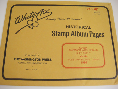 White Ace 1991 Canada Commemorative Singles Stamp Supplement CC-36