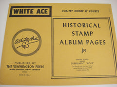 White Ace 1974 United States Air Mail Plate Blocks Stamp Supplement APL-8