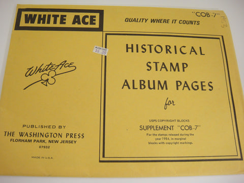 White Ace 1984 USPS Commemorative Copyright Marginal Blocks Supplement COB-7