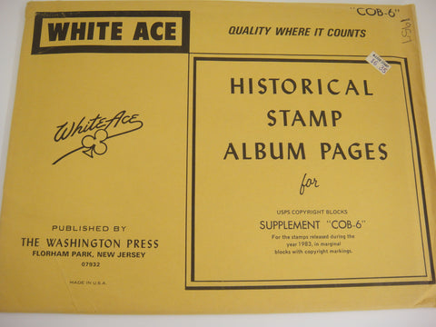 White Ace 1983 USPS Commemorative Marginal Copyright Blocks COB-6