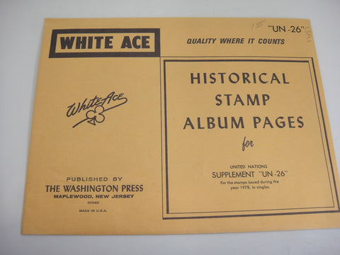 White Ace 1978 United Nations Singles Stamp Album Supplement UN-26
