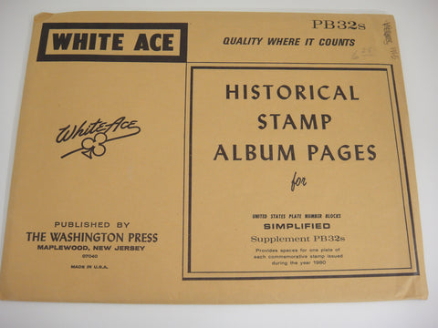 White Ace 1980 Commemorative Plate Blocks Simplified Supplement United States PB-32s
