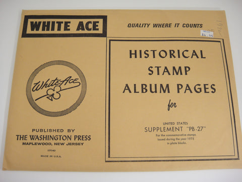 White Ace 1975 United States Commemorative Plate Blocks Complete Supplement  PB-27