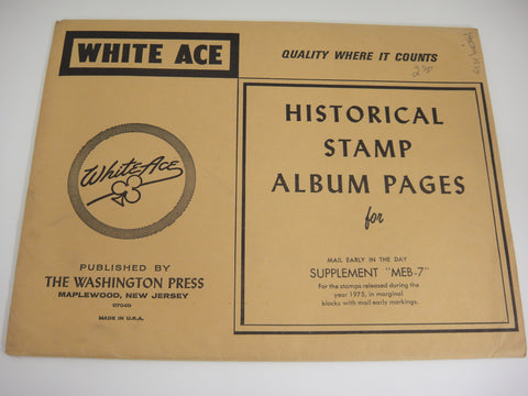 White Ace 1975 Commemorative Mail Early Blocks Supplement United States MEB-7