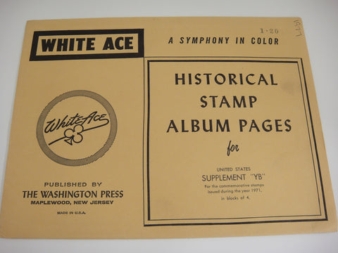 White Ace 1971 Commemorative Blocks Album Supplement United States YB