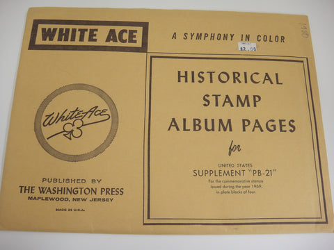 White Ace 1969 United States Commemorative Plate Blocks of 4 Supplement PB-21