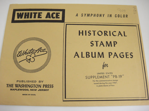 White Ace 1967 Commemorative Plate Blocks Complete Supplement United States PB-19