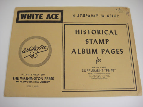 White Ace 1966 US Commemorative Plate Blocks Supplement PB-18 NOS