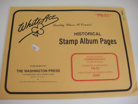 White Ace 1999 US Commemorative Plate Blocks Complete Supplement PB-51 NOS