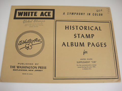 White Ace 1961 US Commemorative Blocks United States Supplement OB