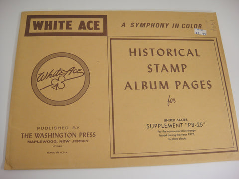 White Ace 1973 United States Commemorative Plate Blocks Complete Supplement PB-25