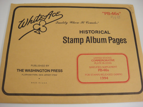White Ace 1994 U.S. Commemorative Plate Blocks Simplified Supplement PB-46s