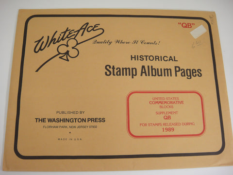 White Ace 1989 U.S. Commemorative Blocks Album Supplement QB NOS