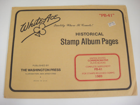 White Ace 1989 U.S. Commemorative Plate Blocks Complete Supplement PB-41 NOS