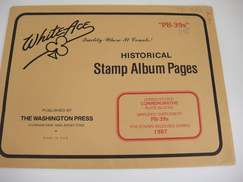 White Ace 1987 United States Commemorative Plate Blocks Simplified Supplement PB-39s