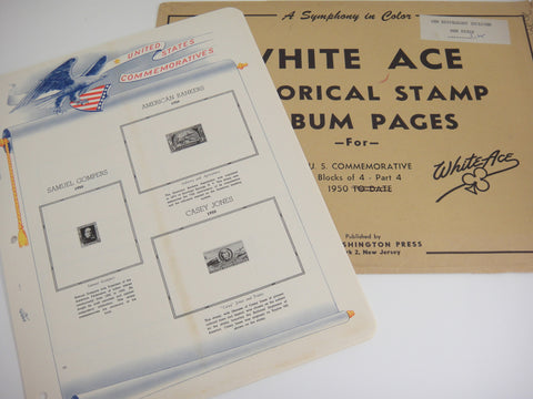White Ace 1950 United States Commemorative Blocks Album Supplement NOS