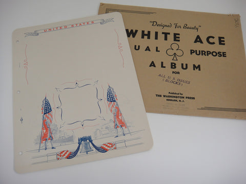 White Ace 8 Blank Pages For United States Blocks NOS