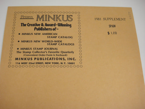Minkus 1981 Spain Stamp Album Supplement 21 New Old Stock
