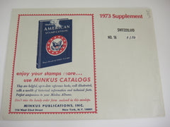 Minkus 1973 Switzerland Stamp Album Supplement 16 NOS