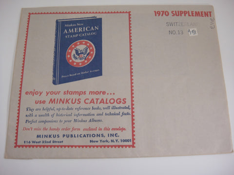 Minkus 1970 Switzerland Stamp Album Supplement 13 NOS