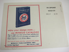 Minkus 1974 Vatican City Stamp Album Supplement 17 NOS