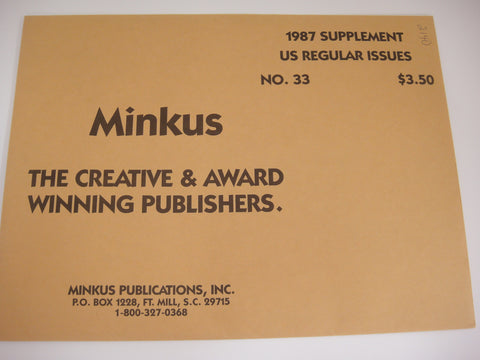 Minkus 1987 United States Regular Issues Stamp Album Supplement 33 MUSR87 NOS