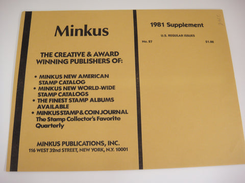 Minkus 1981 United States Regular Issues Stamp Album Supplement 27 NOS