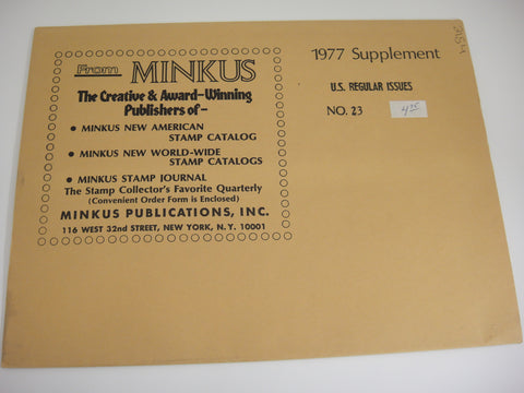Minkus 1977 United States Regular Issues Stamp Album Supplement 23 NOS