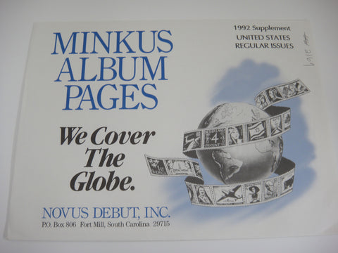 Minkus 1992 United States Regular Issues Stamp Album Supplement MUSR92 NOS