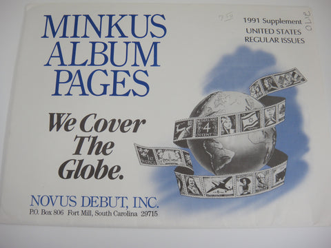 Minkus 1991 United States Regular Issues Stamp Album Supplement MUSR91
