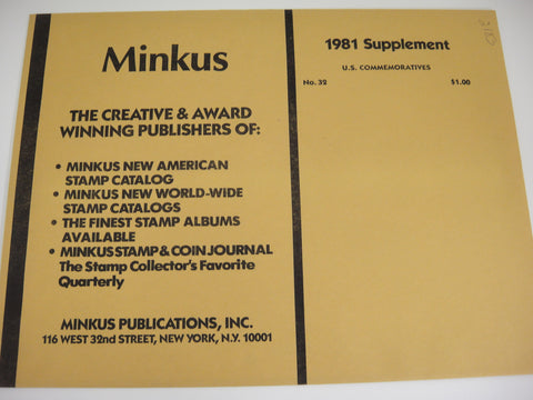 Minkus 1981 United States Commemoratives Stamp Supplement 32 MUSC81 NOS