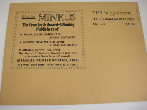 Minkus 1977 United States Commemoratives Stamp Supplement 28 MUSC77 NOS