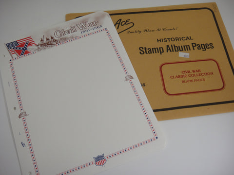 White Ace United States 10 Blank Civil War Supplement Pages NOS