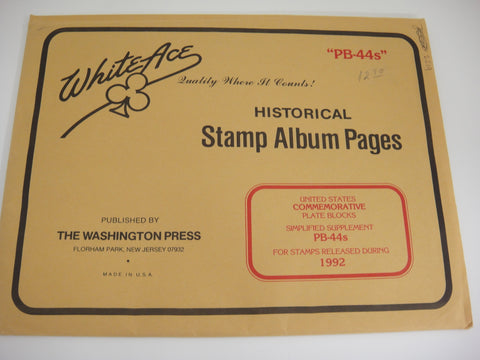 White Ace 1992 United States Commemorative Plate Blocks Simplified Supplement PB-44s NOS