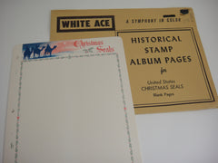 White Ace United State 10 Blank Christmas Seals Supplement Pages NOS