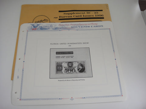 White Ace Bureau Souvenir Cards Album Supplement United States 1996 BC-25